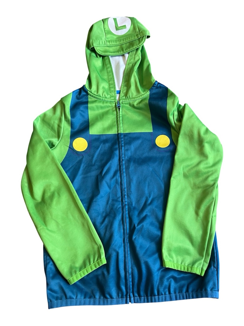 Mario Brothers Luigi-Inspired Green & Blue Hoodie Size 8